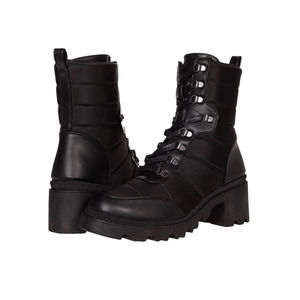 Dolce Vita Combat Boot Black Platform Quilted Lace up Side Zip New Chunky